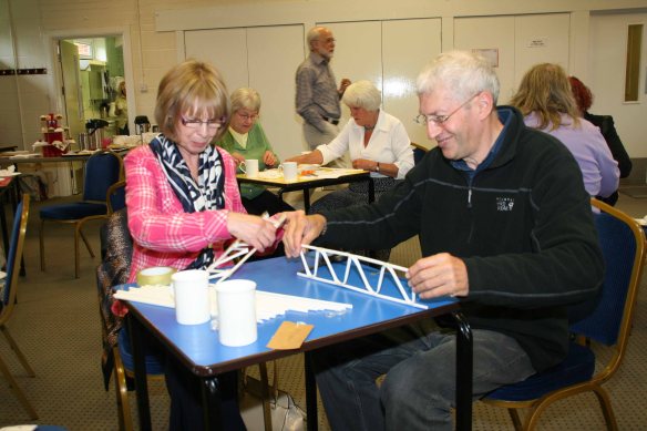 Lucy Meadows and Geoff Siggins built the best straw bridge